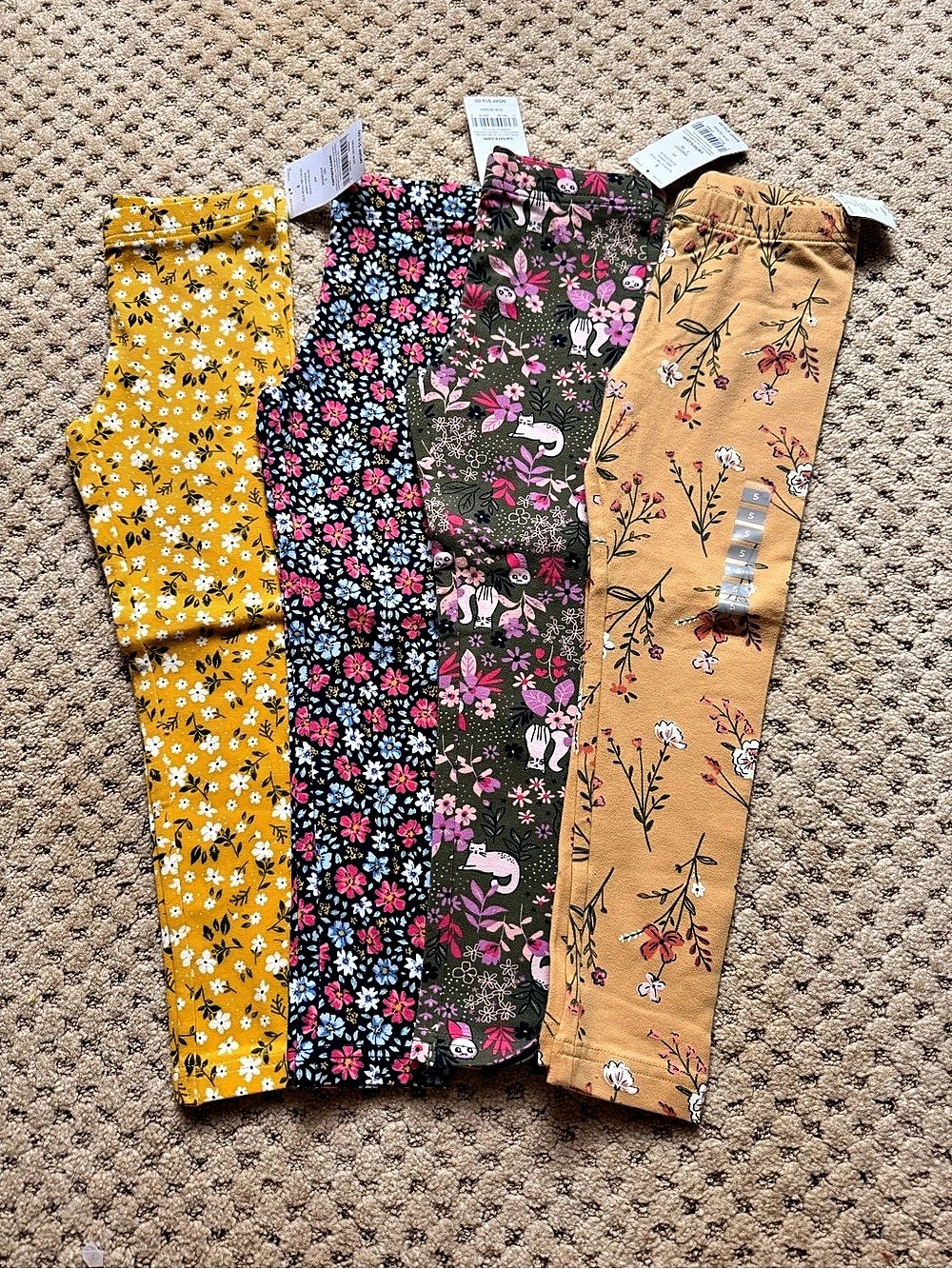 NWT Carters Toddler Girls Printed Leggings 4-Pack